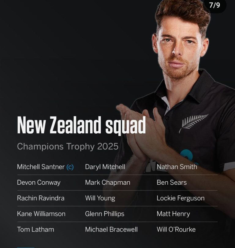 New Zealand Announces Squad for Champions Trophy 2025